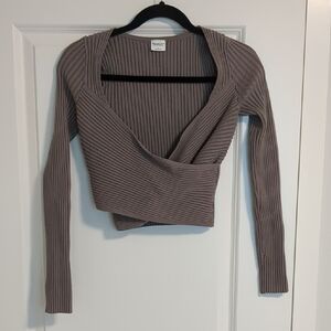 Abercrombie & Fitch Ribbed Crop Top in Brown